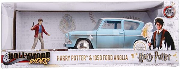Jada Toys 1:24 Harry Potter y 1959 Ford Anglia vehículo fundido, color azul oxidado - Imagen 2