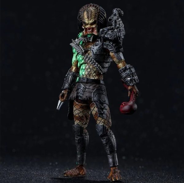 Hiya Toys Predator Battle Damage Figura de acción Jungle Hunter escala 1:18
