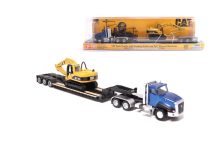 Tractor de cabina de día Cat CT660 a escala 1:87 con remolque Lowboy y excavadora hidráulica Cat 315C L